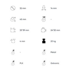 32mm Tabla Bağlantılı Şeffaf Küçük Dönen Tekerlek Hts 117-2.jpg