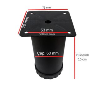 60 Lık Tablalı Ayarlı Ayak 10 Cm Texture Siyah-2.jpg