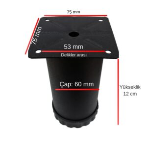 60 Lık Tablalı Ayarlı Ayak 12 Cm Texture Siyah-2.jpg