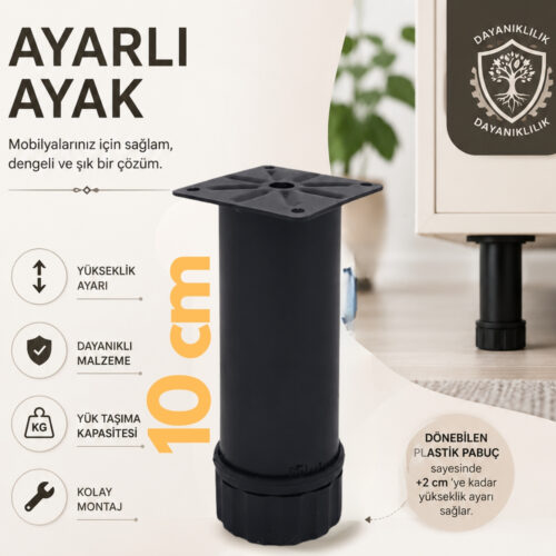 42 Lik Tablalı Ayarlı Ayak 10 Cm Texture Siyah-1.jpg
