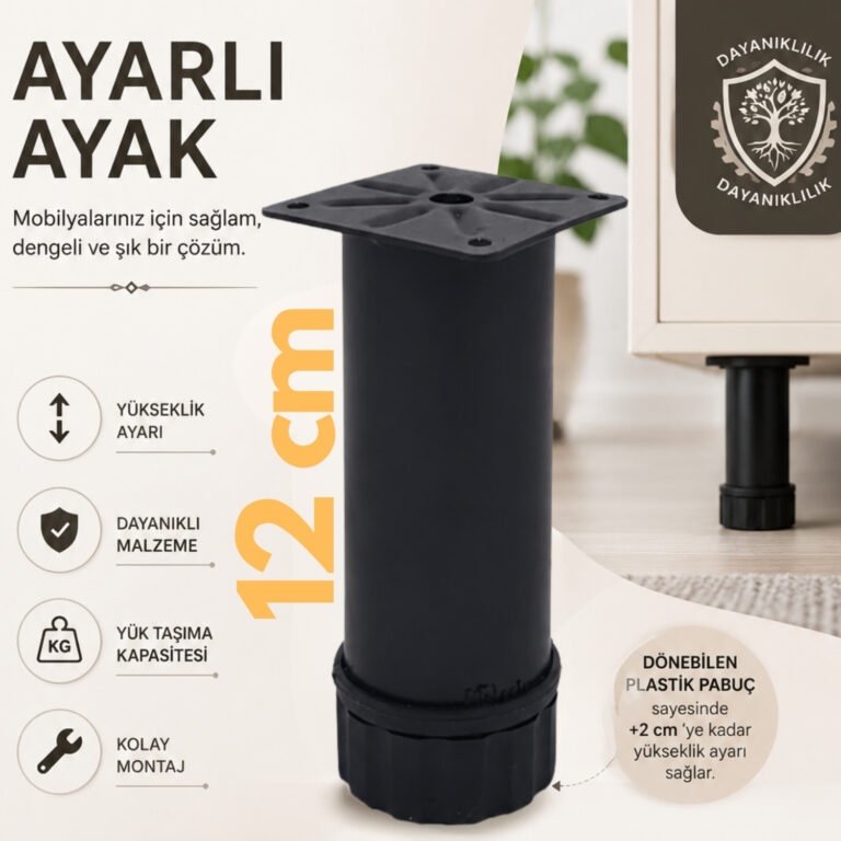 42 Lik Tablalı Ayarlı Ayak 12 Cm Texture Siyah-1.jpg
