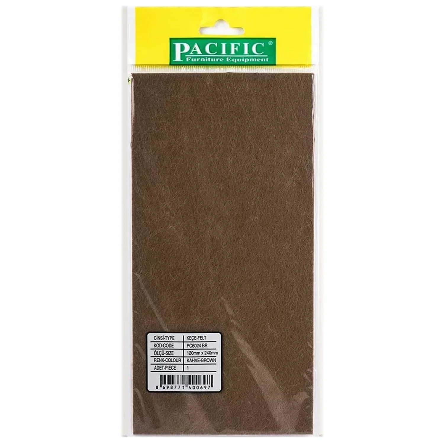 Pacific Kare Yapışkanlı Sandalye Koltuk Mobilya Ayak Keçesi Felt 120x240 Mm Kahve-1.jpg