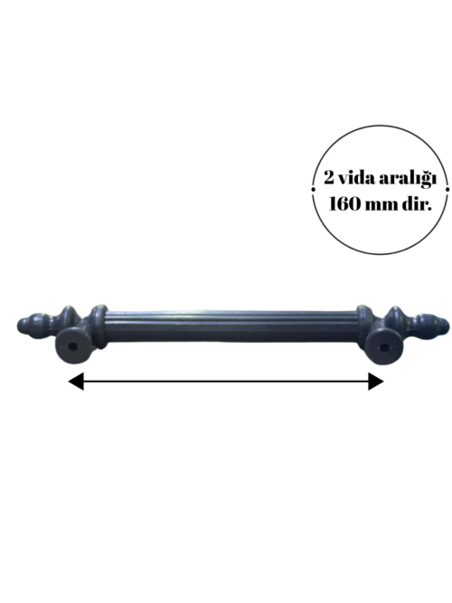 Kumru 160 Mm Çekmece Dolap Mobilya Kulpu Polimer Sert Plastik 160 Kumru Gri (1 Adet)-3.jpg