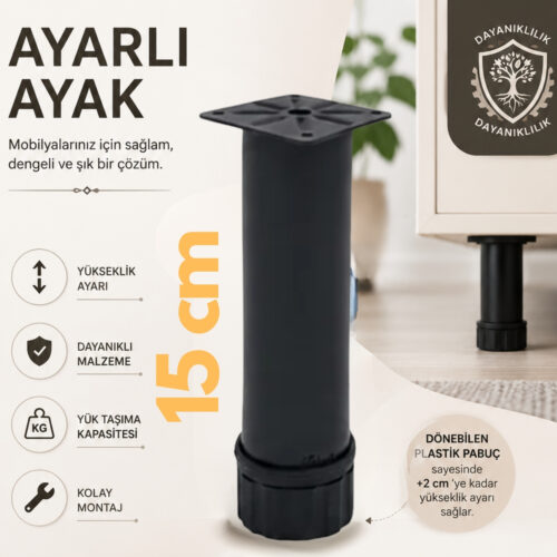 42 Lik Tablalı Ayarlı Ayak 15 Cm Texture Siyah-1.jpg