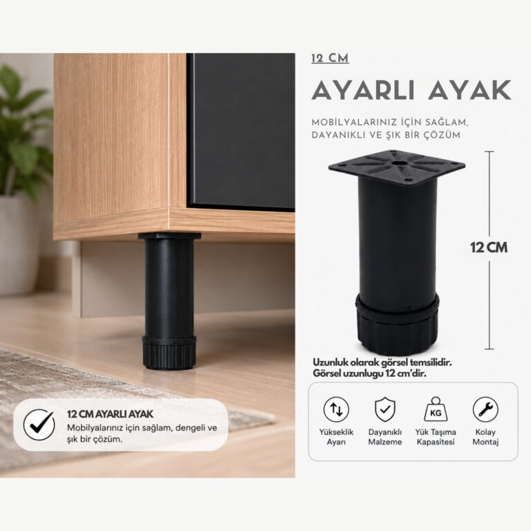 42 Lik Tablalı Ayarlı Ayak 15 Cm Texture Siyah-2.jpg