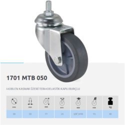 Kama / 1701 Mtb 050 3/8 / 50 Mm Çaplı Cıvatalı Moblen Kasnak Üzeri Termoelastik Kaplı Burçlu Döner Teker-1.jpg