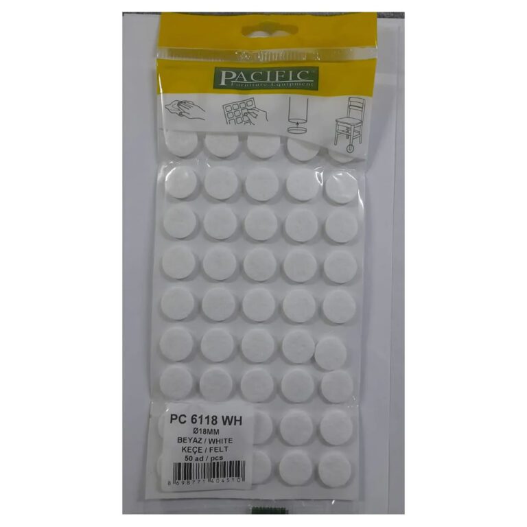 Pacific Yuvarlak Yapışkanlı Sandalye Koltuk Mobilya Ayak Keçesi Felt 18 Mm Beyaz-1.jpg