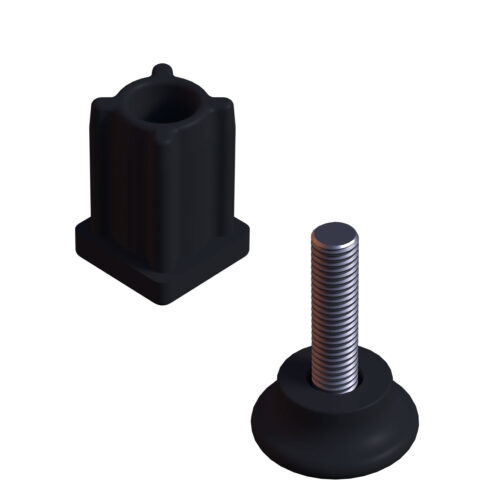 20x20 Mm Plastik Rotil Ayak - Profil Ayağı Tezgah Ayarlı Ayak Siyah-2.jpg