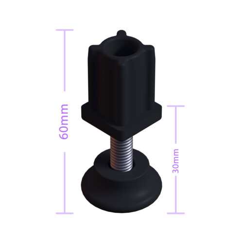 20x20 Mm Plastik Rotil Ayak - Profil Ayağı Tezgah Ayarlı Ayak Siyah-4.jpg