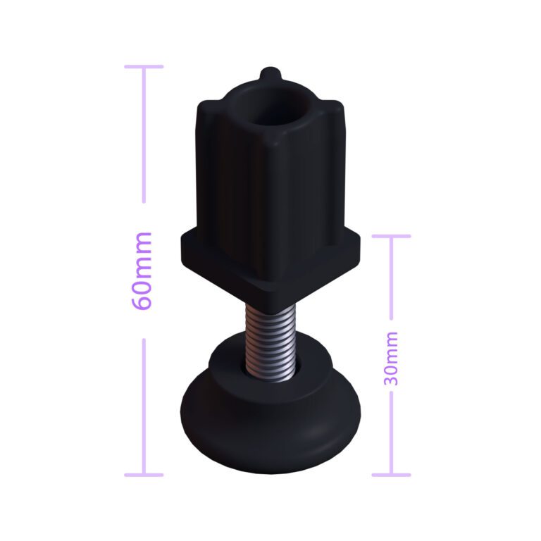 20x20 Mm Plastik Rotil Ayak - Profil Ayağı Tezgah Ayarlı Ayak Siyah-4.jpg