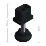 20x30 Mm Plastik Rotil Ayak - Profil Ayağı Tezgah Ayarlı Ayak Siyah-4.jpg