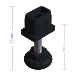 20x30 Mm Plastik Rotil Ayak - Profil Ayağı Tezgah Ayarlı Ayak Siyah-4.jpg