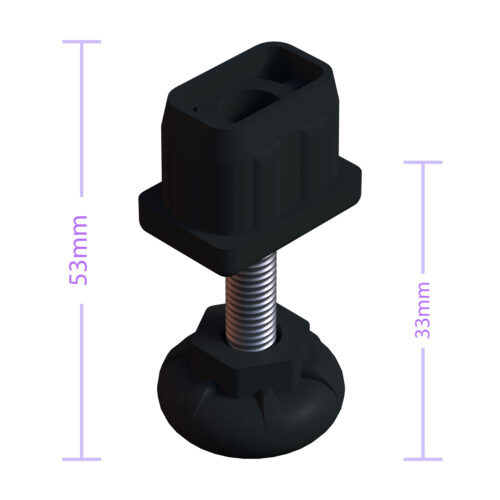 20x30 Mm Plastik Rotil Ayak - Profil Ayağı Tezgah Ayarlı Ayak Siyah-4.jpg
