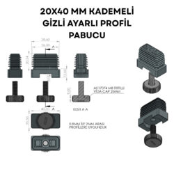 20x40 Mm Kademeli Gizli Ayarlı Profil Pabucu Siyah-4.jpg