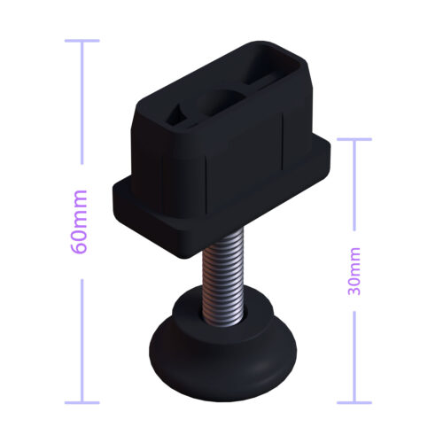20x40 Mm Plastik Rotil Ayak - Profil Ayağı Tezgah Ayarlı Ayak Siyah-4.jpg