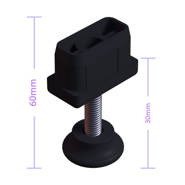 20x40 Mm Plastik Rotil Ayak - Profil Ayağı Tezgah Ayarlı Ayak Siyah-4.jpg