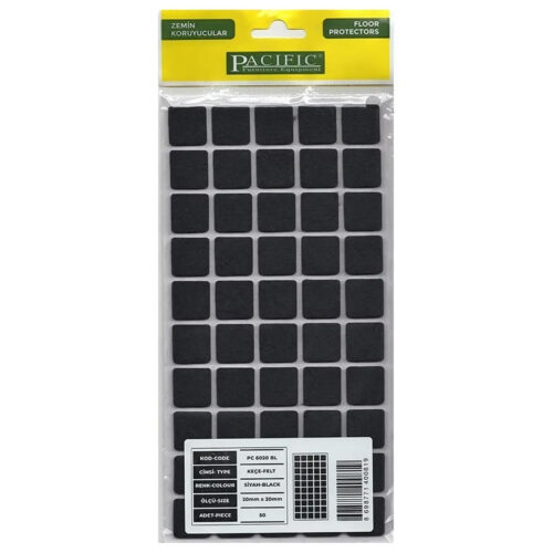 Pacific Kare Yapışkanlı Sandalye Koltuk Mobilya Ayak Keçesi Felt 20x20 Mm Siyah-1.jpg