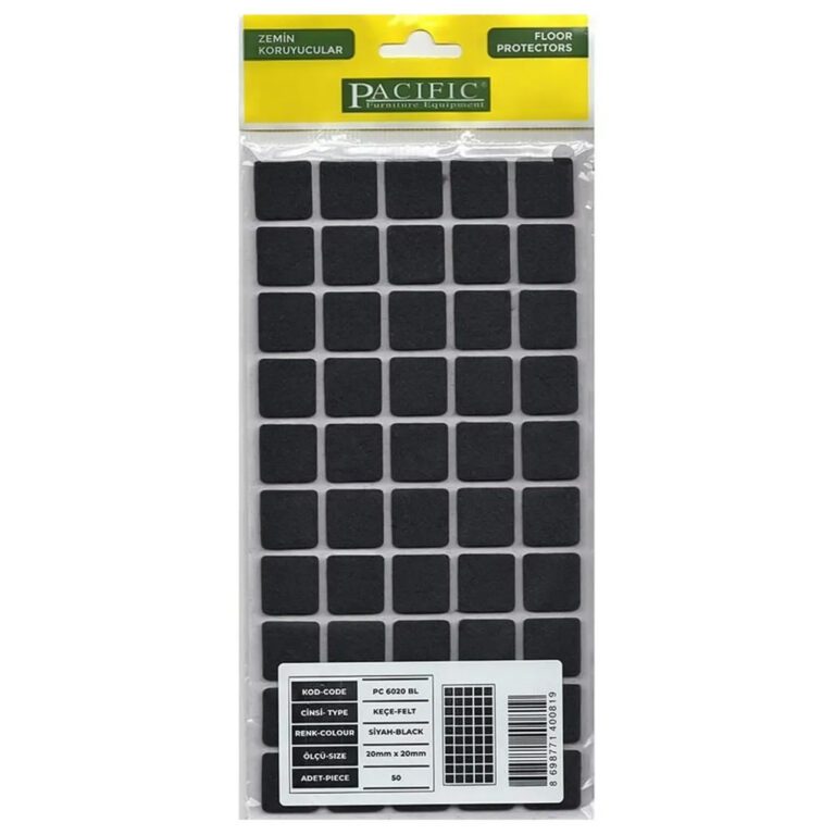 Pacific Kare Yapışkanlı Sandalye Koltuk Mobilya Ayak Keçesi Felt 20x20 Mm Siyah-1.jpg