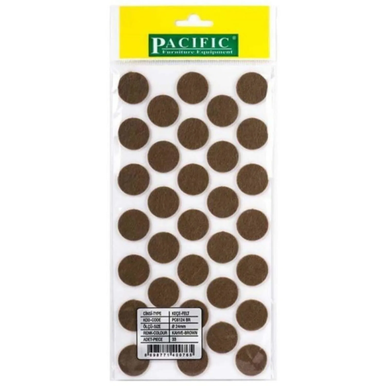 Pacific Yuvarlak Yapışkanlı Sandalye Koltuk Mobilya Ayak Keçesi Felt 24 Mm Kahve-1.jpg
