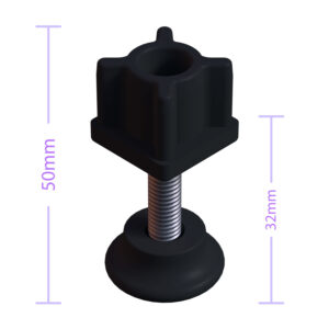 25x25 Mm Plastik Rotil Ayak - Profil Ayağı Tezgah Ayarlı Ayak Siyah-4.jpg