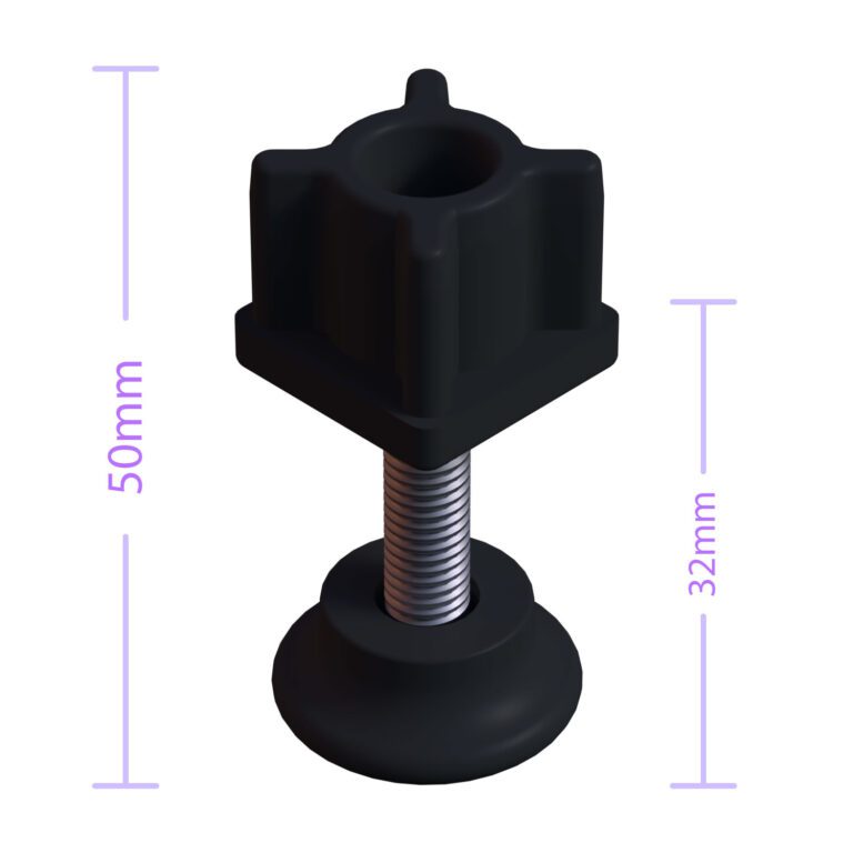 25x25 Mm Plastik Rotil Ayak - Profil Ayağı Tezgah Ayarlı Ayak Siyah-4.jpg