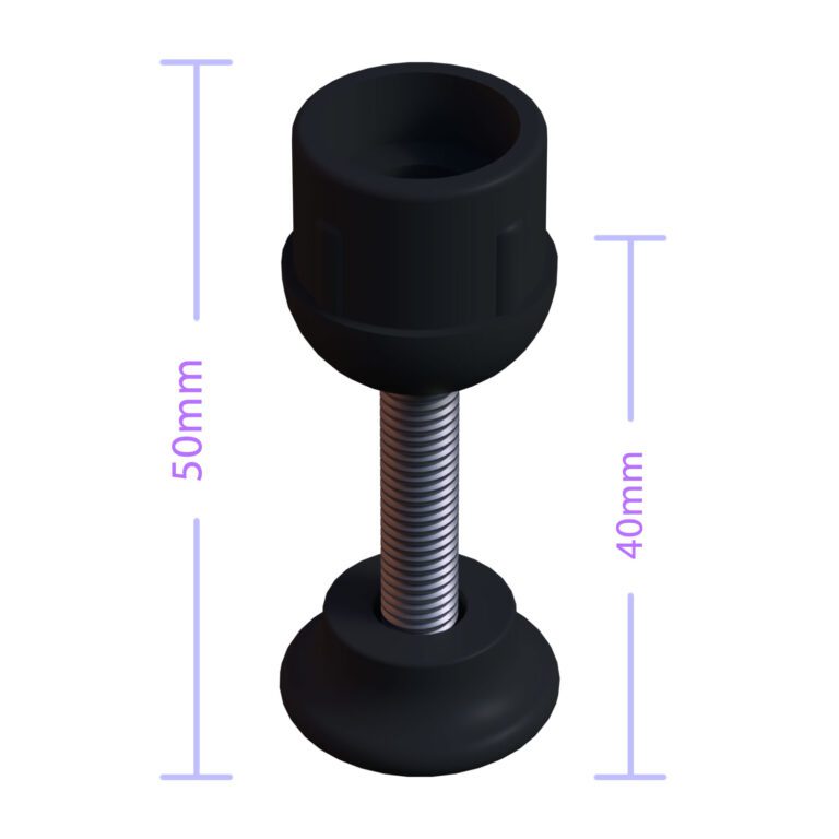 28 Mm Kademeli Plastik Rotil Ayak - Boru Profil Ayağı Tezgah Ayarlı Ayak Siyah-4.jpg