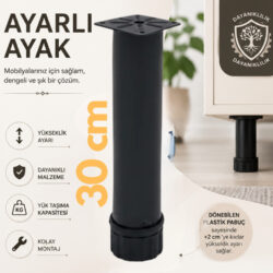 42 Lik Tablalı Ayarlı Ayak 30 Cm Texture Siyah-1.jpg