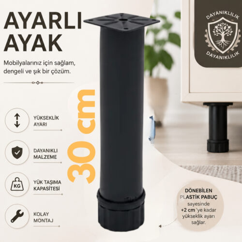 42 Lik Tablalı Ayarlı Ayak 30 Cm Texture Siyah-1.jpg