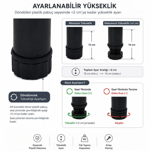 42 Lik Tablalı Ayarlı Ayak 30 Cm Texture Siyah-3.jpg
