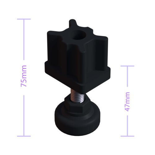 30x40 Mm Plastik Rotil Ayak - Profil Ayağı Tezgah Ayarlı Ayak Siyah-4.jpg