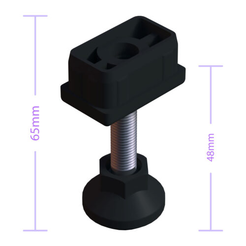 30x50 Mm Plastik Rotil Ayak - Profil Ayağı Tezgah Ayarlı Ayak Siyah-4.jpg