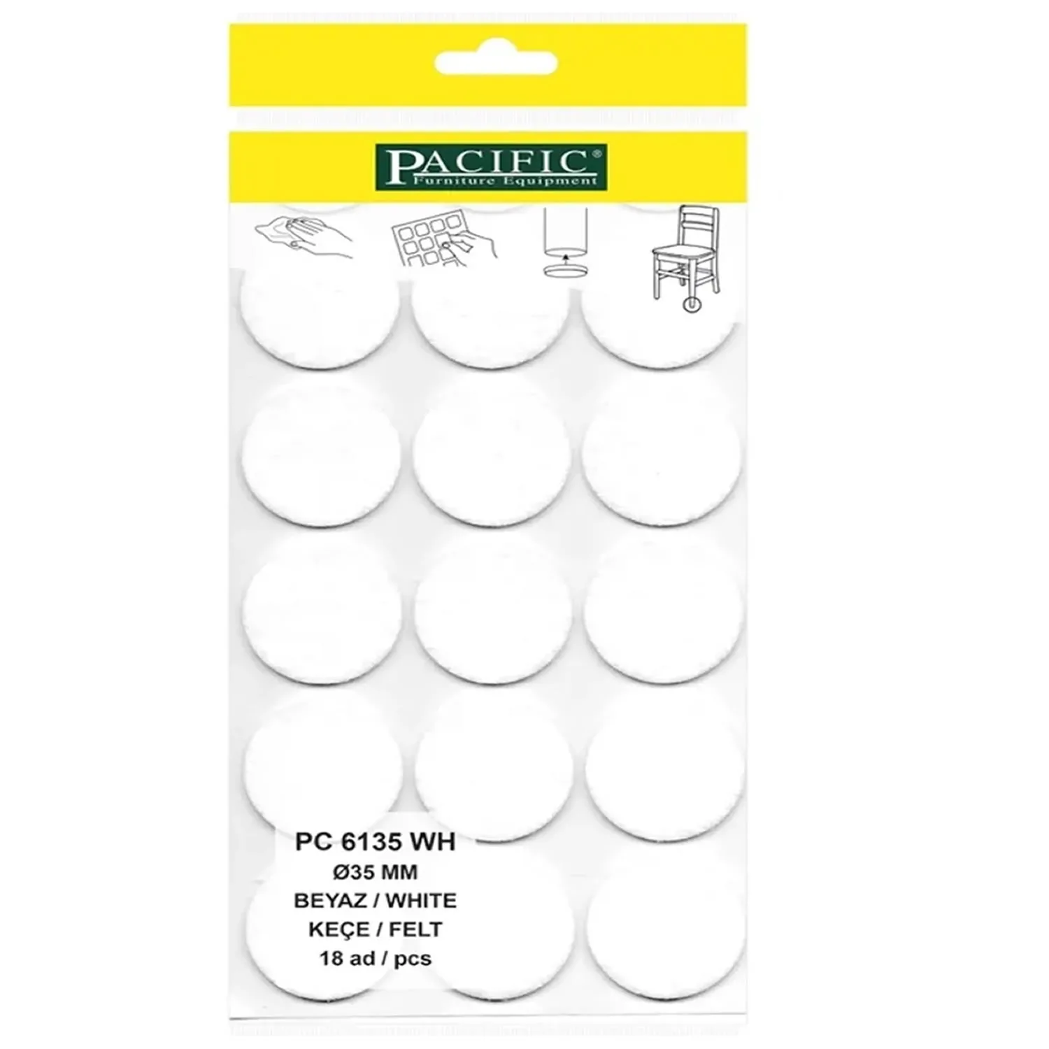 Pacific Yuvarlak Yapışkanlı Sandalye Koltuk Mobilya Ayak Keçesi Felt 35 Mm Beyaz-1.jpg Pacific Yuvarlak Yapışkanlı Sandalye Koltuk Mobilya Ayak Keçesi Felt 35 Mm Beyaz-1.jpg