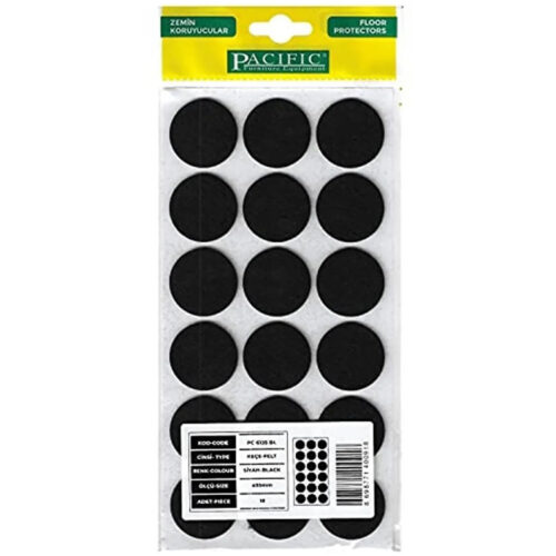 Pacific Yuvarlak Yapışkanlı Sandalye Koltuk Mobilya Ayak Keçesi Felt 35 Mm Siyah-1.jpg