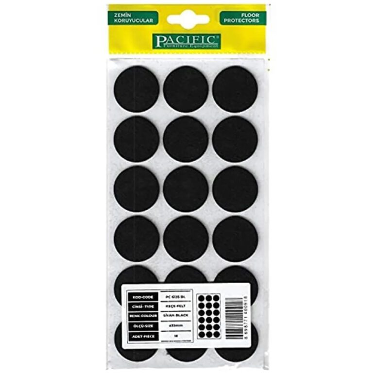 Pacific Yuvarlak Yapışkanlı Sandalye Koltuk Mobilya Ayak Keçesi Felt 35 Mm Siyah-1.jpg