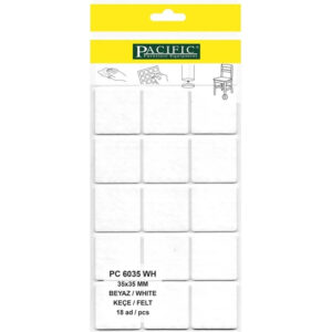 Pacific Kare Yapışkanlı Sandalye Koltuk Mobilya Ayak Keçesi Felt 35x35 Mm Beyaz-1.jpg