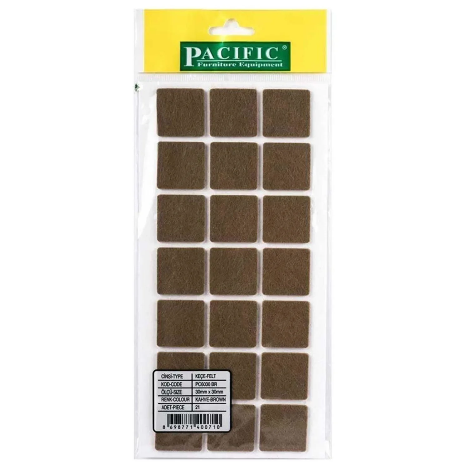 Pacific Kare Yapışkanlı Sandalye Koltuk Mobilya Ayak Keçesi Felt 35x35 Mm Kahve-1.jpg Pacific Kare Yapışkanlı Sandalye Koltuk Mobilya Ayak Keçesi Felt 35x35 Mm Kahve-1.jpg