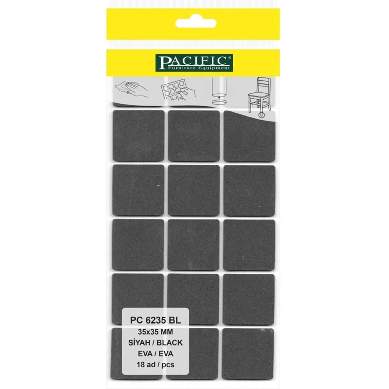 Pacific Kare Yapışkanlı Sandalye Koltuk Mobilya Ayak Keçesi Felt 35x35 Mm Siyah-1.jpg Pacific Kare Yapışkanlı Sandalye Koltuk Mobilya Ayak Keçesi Felt 35x35 Mm Siyah-1.jpg