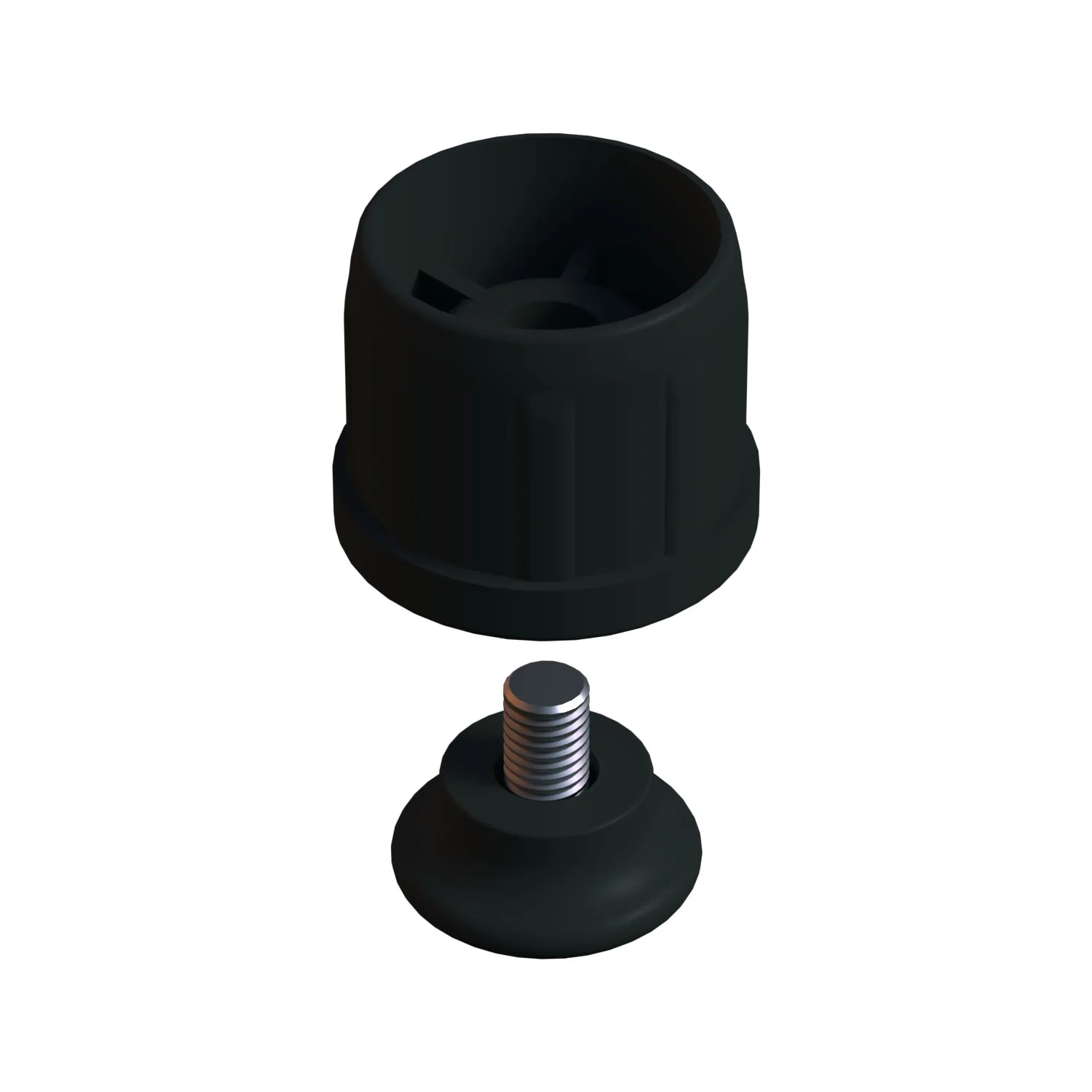 38 Mm Kademeli Plastik Rotil Ayak M8 - Boru Profil Ayağı Tezgah Ayarlı Ayak Siyah-1.jpg