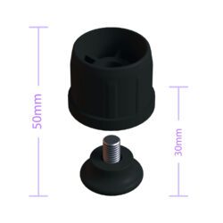 38 Mm Kademeli Plastik Rotil Ayak M8 - Boru Profil Ayağı Tezgah Ayarlı Ayak Siyah-4.jpg