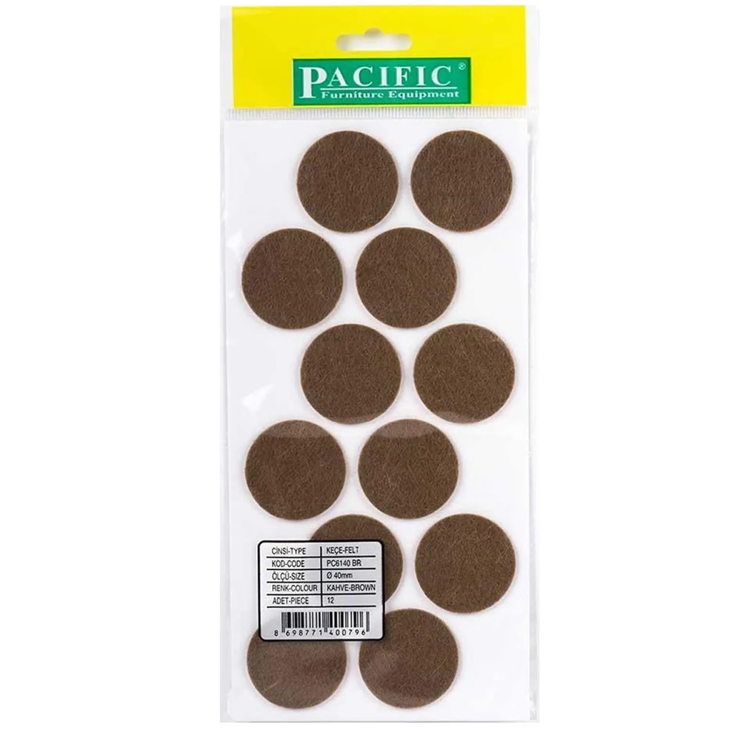 Pacific Yuvarlak Yapışkanlı Sandalye Koltuk Mobilya Ayak Keçesi Felt 40 Mm Siyah-1.jpg