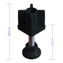 40x40 Mm Plastik Rotil Ayak M12 - Profil Ayağı Tezgah Ayarlı Ayak Siyah-4.jpg