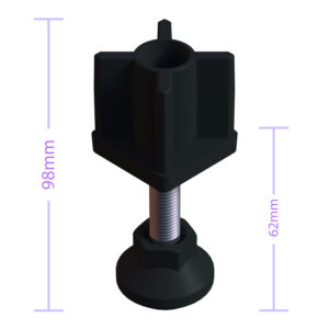 40x40 Mm Plastik Rotil Ayak M12 - Profil Ayağı Tezgah Ayarlı Ayak Siyah-4.jpg