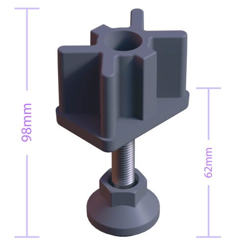 40x60 Mm Plastik Rotil Ayak - Profil Ayağı Tezgah Ayarlı Ayak Gri-4.jpg