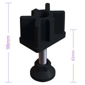 40x60 Mm Plastik Rotil Ayak - Profil Ayağı Tezgah Ayarlı Ayak Siyah-4.jpg