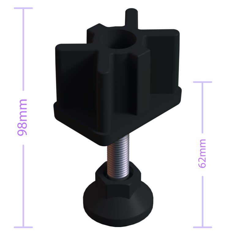 40x60 Mm Plastik Rotil Ayak - Profil Ayağı Tezgah Ayarlı Ayak Siyah-4.jpg