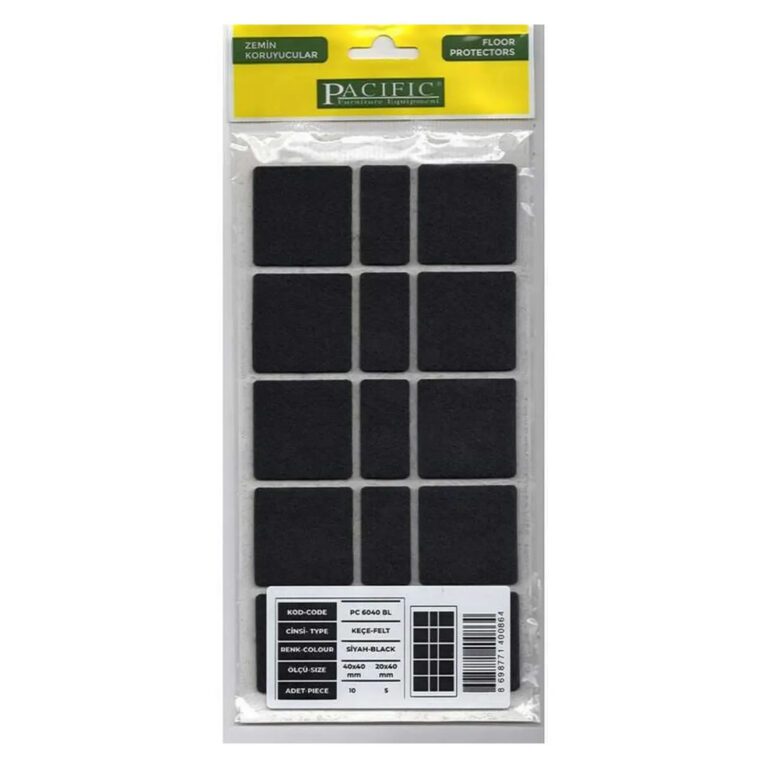Pacific Kare Yapışkanlı Sandalye Koltuk Mobilya Ayak Keçesi Felt 40x40 Mm Siyah-1.jpg