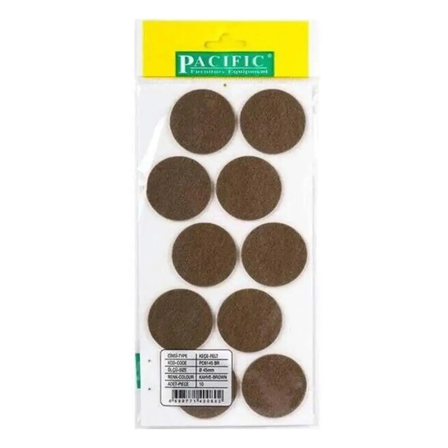 Pacific Yuvarlak Yapışkanlı Sandalye Koltuk Mobilya Ayak Keçesi Felt 45 Mm Kahve-1.jpg