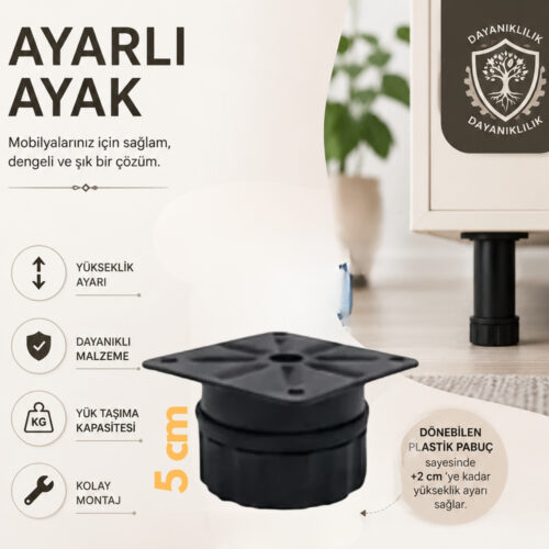 42 Lik Tablalı Ayarlı Ayak 5 Cm Texture Siyah-1.jpg