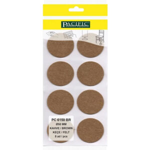 Pacific Yuvarlak Yapışkanlı Sandalye Koltuk Mobilya Ayak Keçesi Felt 50 Mm Kahve-1.jpg