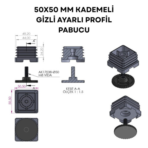 50x50 Mm Kademeli Gizli Ayarlı Profil Pab. Siyah-4.jpg